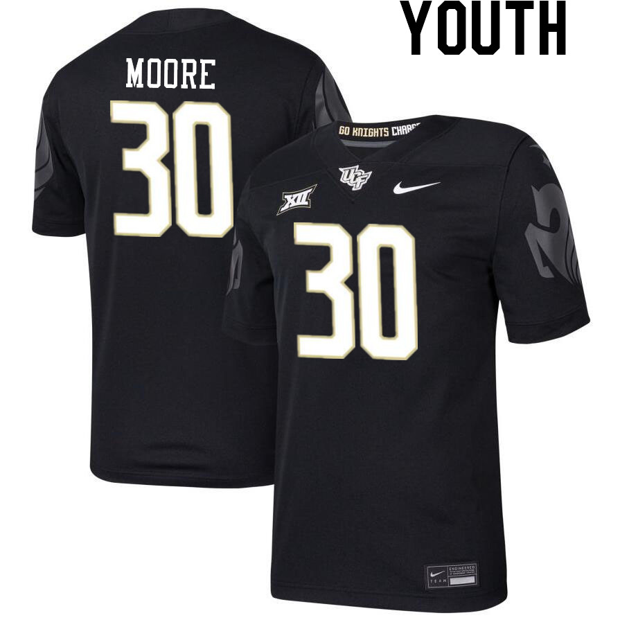 Youth #30 Kam Moore UCF Knights Big 12 Conference College Football Jerseys Stitched-Black